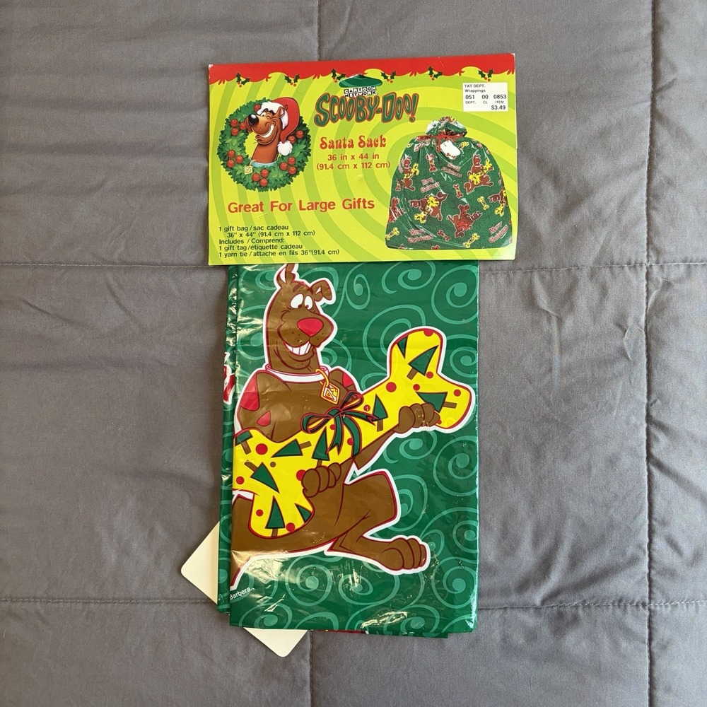NOS Scooby Doo Santa Sack Cartoon Network Gift Bag Large VTG Christmas Y2K 90s
